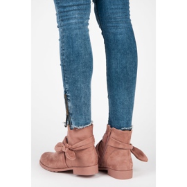 Ideal Shoes Bottines en daim avec fermeture éclair rose 5