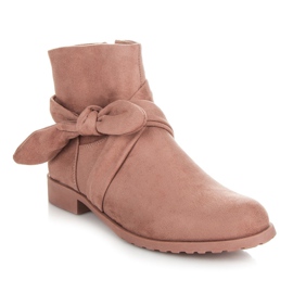 Ideal Shoes Bottines en daim avec fermeture éclair rose 2
