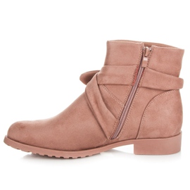 Ideal Shoes Bottines en daim avec fermeture éclair rose 3