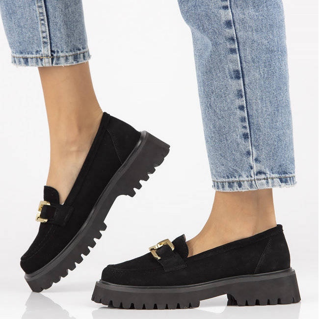 Filippo DP4916 mocassins en cuir suédé sur la plate-forme noir le noir 1