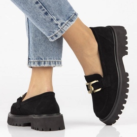 Filippo DP4916 mocassins en cuir suédé sur la plate-forme noir 2