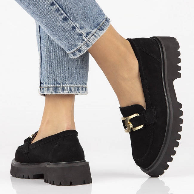 Filippo DP4916 mocassins en cuir suédé sur la plate-forme noir le noir 2