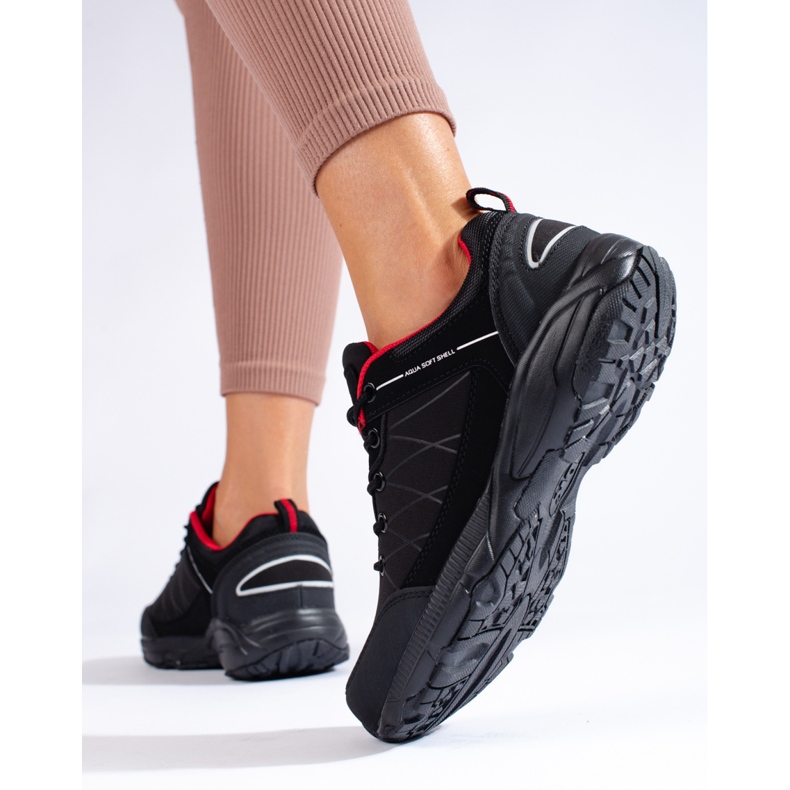 Chaussures de trekking femme DK imperméables noires et rouges 2