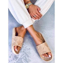 Claquettes Lottner en caoutchouc kaki beige 2