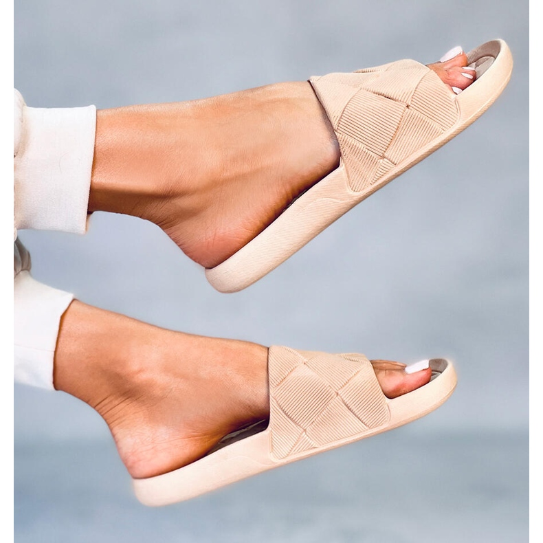 Claquettes Lottner en caoutchouc kaki beige 1