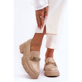PS1 Mocassins Classiques Sur Une Plate-forme Chunky Beige Attrapez-moi! 8