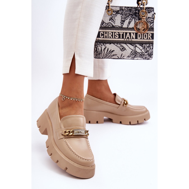 PS1 Mocassins Classiques Sur Une Plate-forme Chunky Beige Attrapez-moi! 2