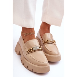 PS1 Mocassins Classiques Sur Une Plate-forme Chunky Beige Attrapez-moi! 4