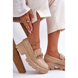 PS1 Mocassins Classiques Sur Une Plate-forme Chunky Beige Attrapez-moi! 6