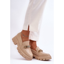 PS1 Mocassins Classiques Sur Une Plate-forme Chunky Beige Attrapez-moi! 7