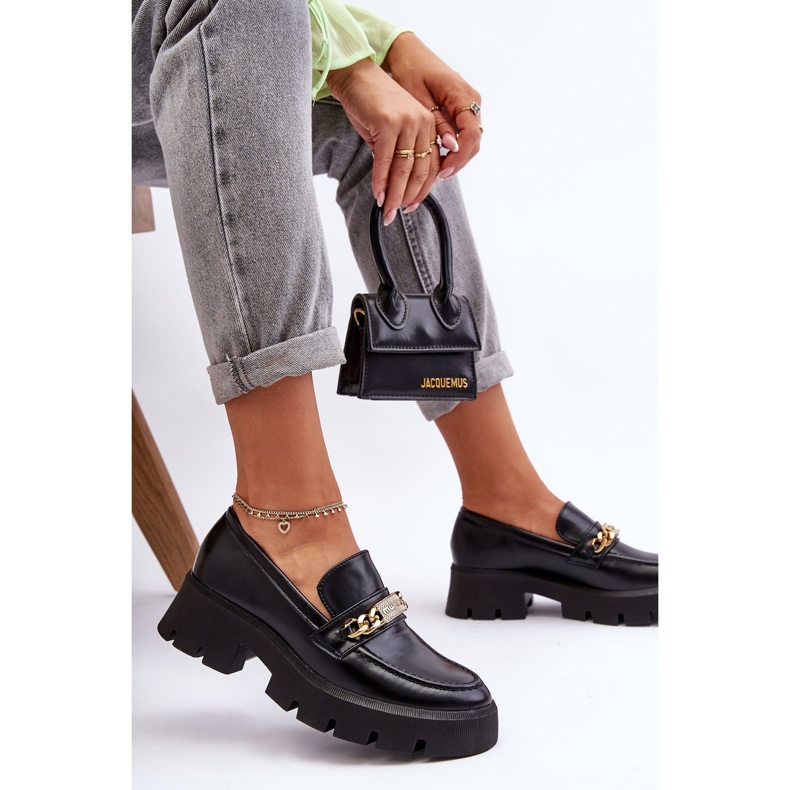 PS1 Mocassins Classiques Sur Une Plate-forme Chunky Noir Attrapez-moi! 2