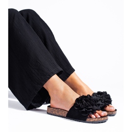 Sandales Shelovet en liège noir à fleurs le noir 1
