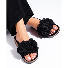 Sandales Shelovet en liège noir à fleurs le noir 3