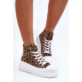 PS1 Baskets Montantes Femme Motif Léopard Marron Florensi brun 1