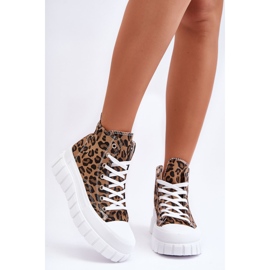 PS1 Baskets Montantes Femme Motif Léopard Marron Florensi brun 2