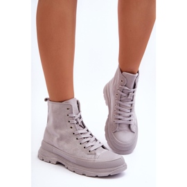 PS1 Baskets montantes en daim pour femmes Gris Eleamia 1
