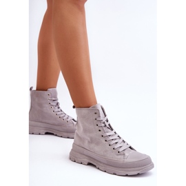 PS1 Baskets montantes en daim pour femmes Gris Eleamia 2