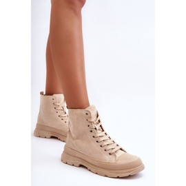 PS1 Baskets montantes en daim pour femmes Beige Eleamia 3