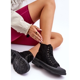 PS1 Baskets Montantes en Daim pour Femme Noir Eleamia 2