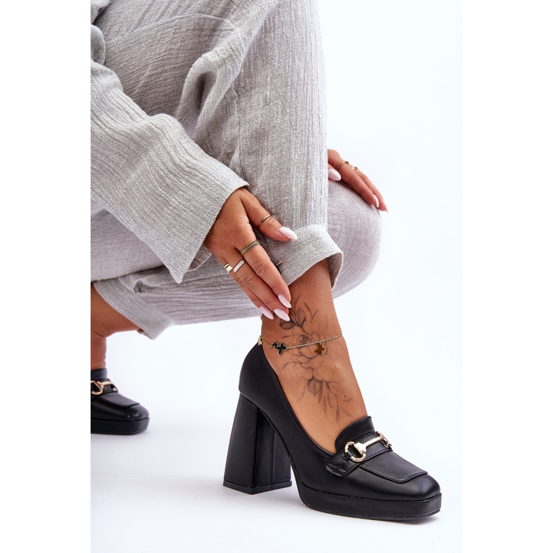 Escarpins en cuir à la mode Black Rouse le noir 2