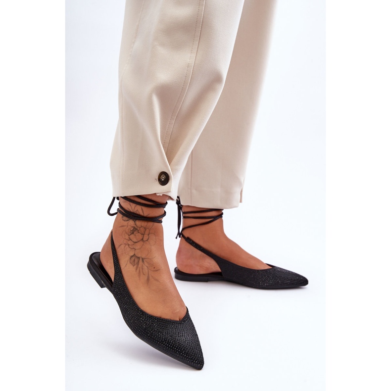 Ballerines Femme à Lacets Ornées de Clous Noir Jange 1