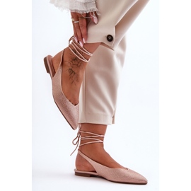 PG1 Ballerines Femme à Lacets Beige Clouté Jange 1