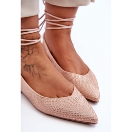 PG1 Ballerines Femme à Lacets Beige Clouté Jange 2