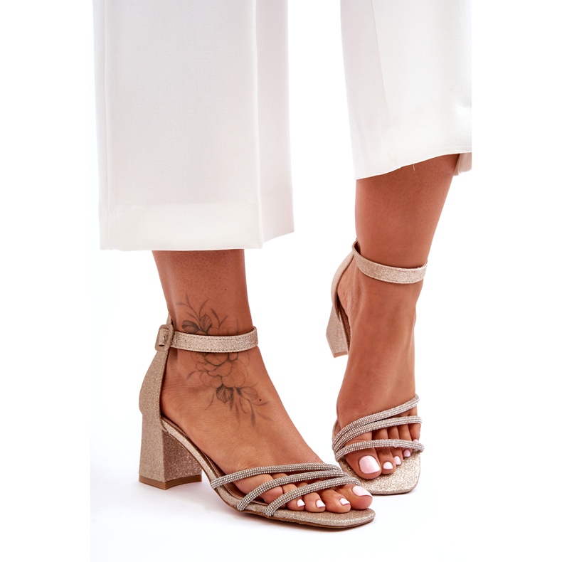 Sandales à Talons Brillants Golden Enenor doré 6