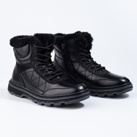 SHELOVET Bottes d'hiver pour hommes isolées avec fourrure le noir 1 SHELOVET Bottes d'hiver pour hommes isolées avec fourrure le noir 1