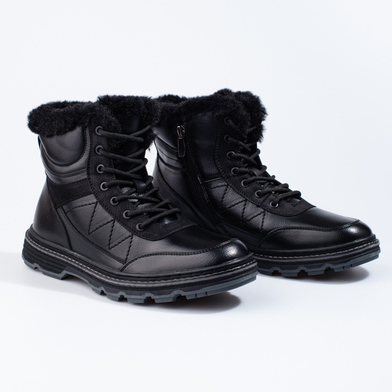 SHELOVET Bottes d'hiver pour hommes isolées avec fourrure le noir 1 SHELOVET Bottes d'hiver pour hommes isolées avec fourrure le noir 1