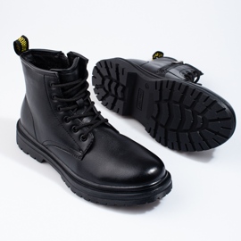 SHELOVET Bottes de randonnée en éco-cuir noir pour hommes 1