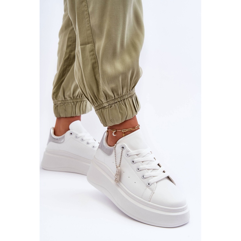 PS1 Chaussures De Sport Pour Femmes Sur Une Plateforme Massive Blanche Et Argent Mariell 1