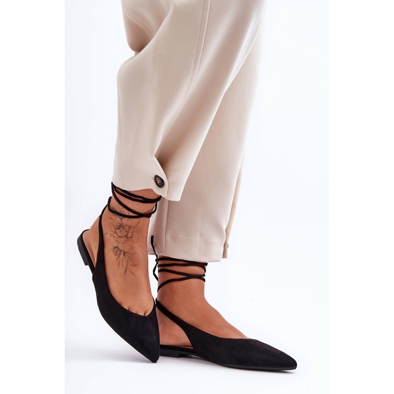 PG1 Ballerines à lacets en daim pour femmes Noir Lilly Ann 1