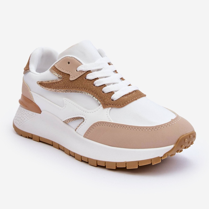 PG1 Chaussures De Sport À Plateforme Pour Femmes Blanc Et Beige Henley 1