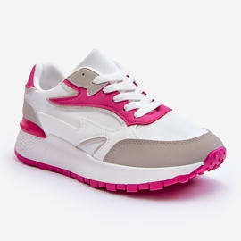 PG1 Chaussures de sport à plateforme pour femmes Henley blanc et rose 1