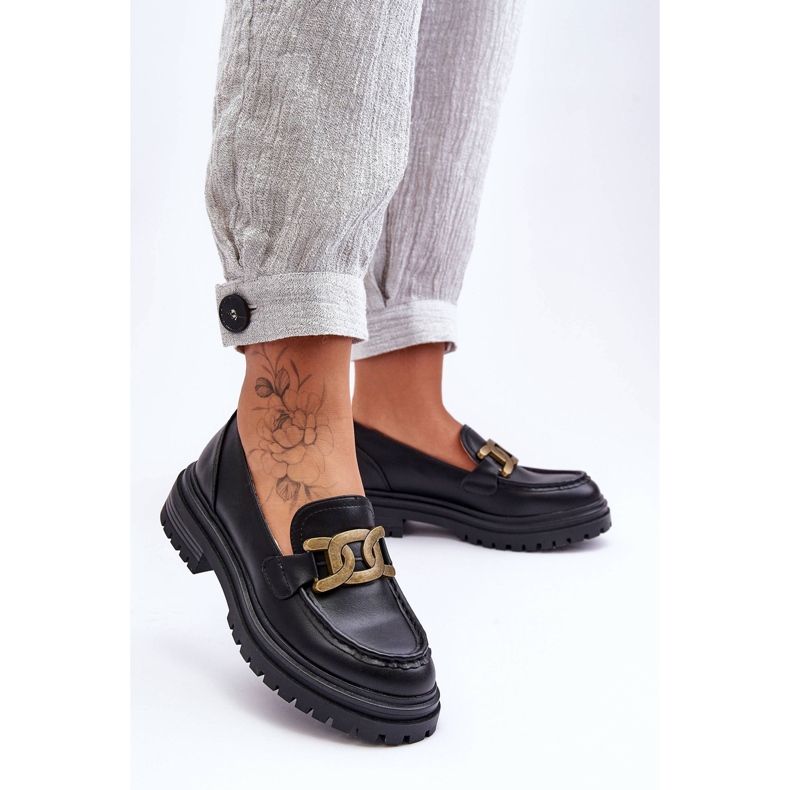 PG1 Mocassins Plate-Forme Pour Femme Avec Décoration Noir Ameg 2