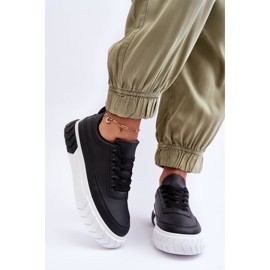 PG1 Baskets à plateforme classiques noires et blanches Nannzie le noir 3