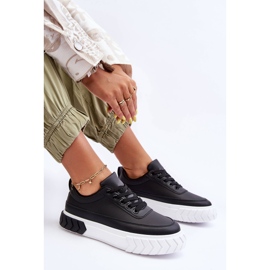 PG1 Baskets à plateforme classiques noires et blanches Nannzie le noir 7
