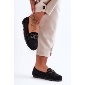 PG1 Mocassins plats en daim pour femme Noir Appia 1