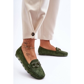 PG1 Mocassins plats en daim pour femme Vert Appia 1