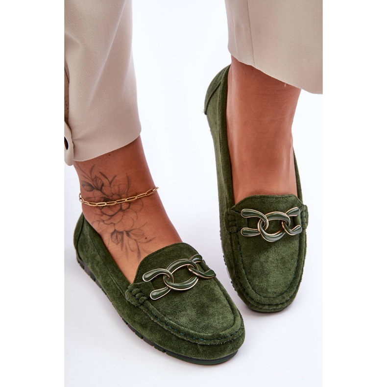 PG1 Mocassins plats en daim pour femme Vert Appia 2