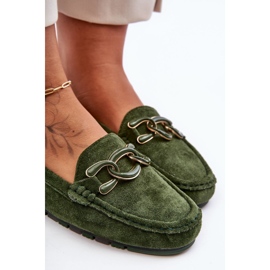 PG1 Mocassins plats en daim pour femme Vert Appia 4