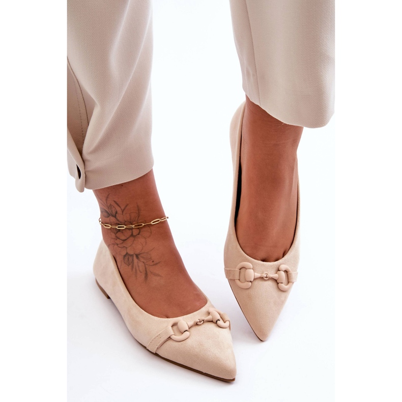 PG1 Ballerines En Daim Avec Décoration Noldaia Beige 2