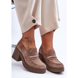 Lemar Escarpins à talons en daim avec décoration Gelanor beige 1