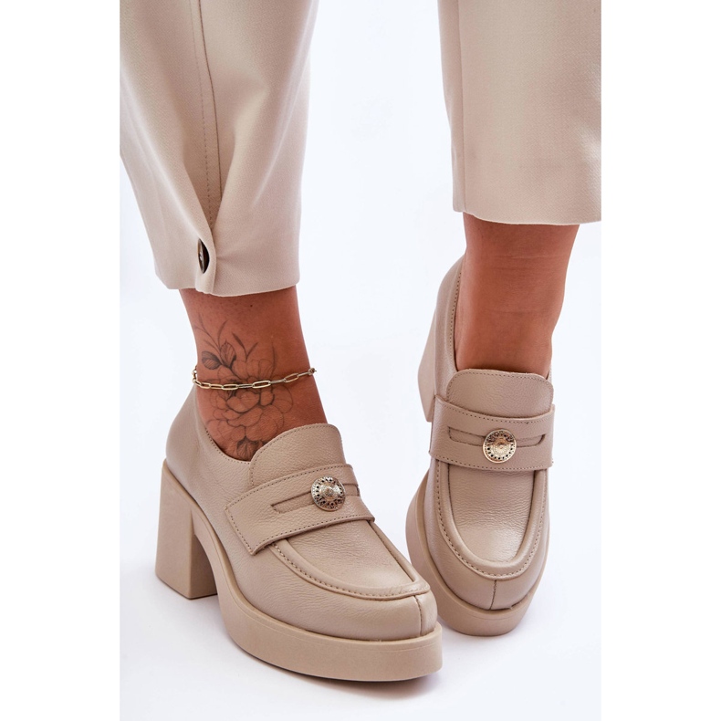 Lemar Chaussures à Talon en Cuir pour Femme Beige Dunadia 1 Lemar Chaussures à Talon en Cuir pour Femme Beige Dunadia 1