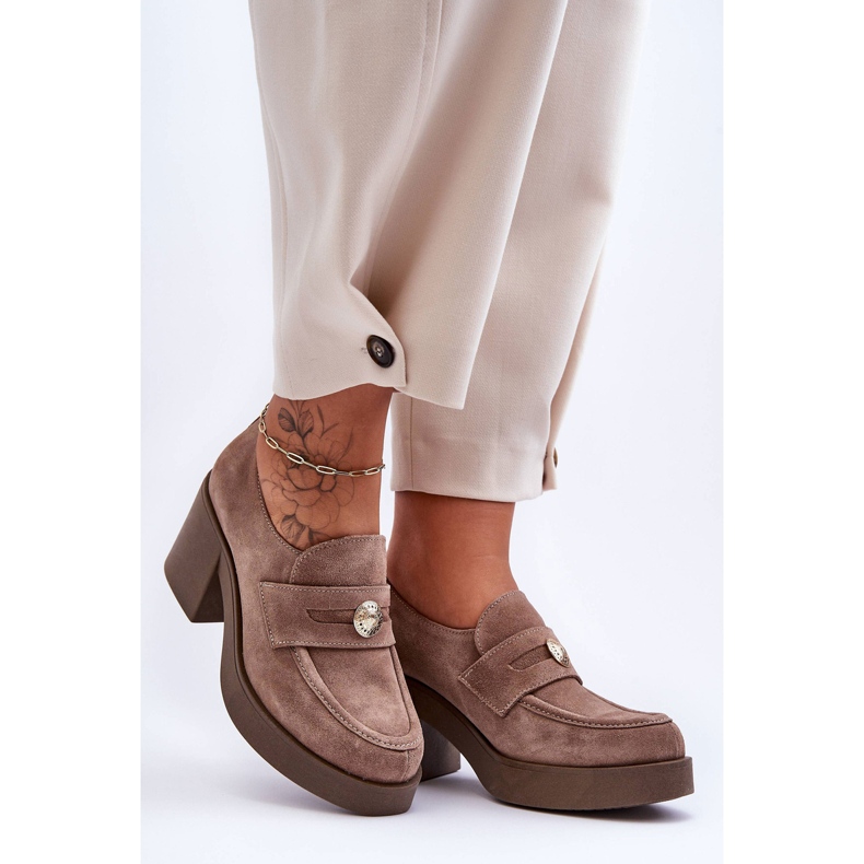 Lemar Chaussures à Talon en Daim pour Femme Beige Dunadia 1