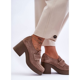 Lemar Chaussures à Talon en Daim pour Femme Beige Dunadia 4
