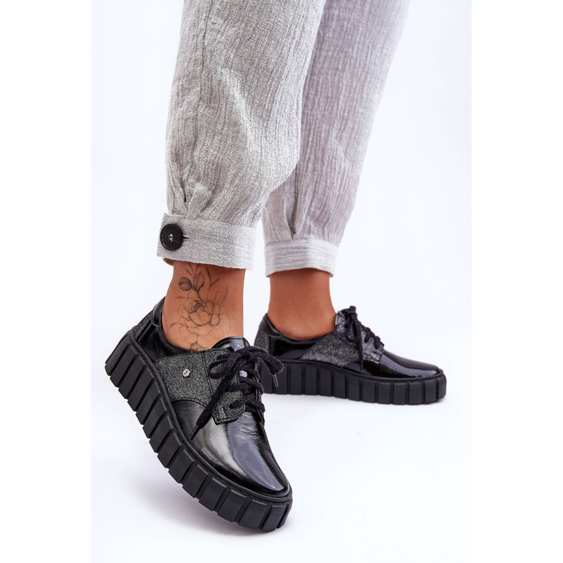 Lemar Chaussures à Plateforme en Cuir Noir Hypnosis le noir 1
