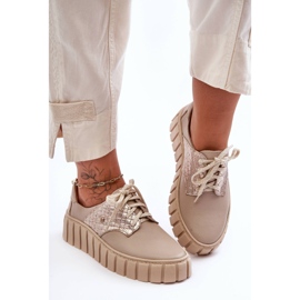 Lemar Chaussures en cuir sur plateforme d'hypnose beige 1