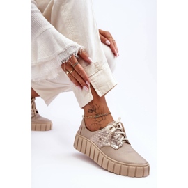 Lemar Chaussures en cuir sur plateforme d'hypnose beige 2